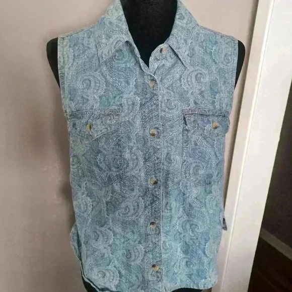 BDG Urban Outfitters Women's Denim Paisley Button Down Boho Vest S - Picture 3 of 13